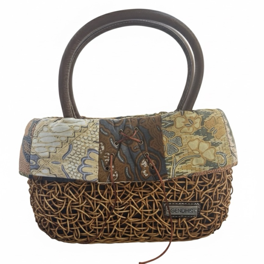 Brown and Tan Woven Women's Bag